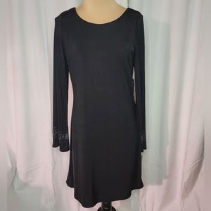 Oleg Cassini Rhinestone Embellished Long Sleeve Dress